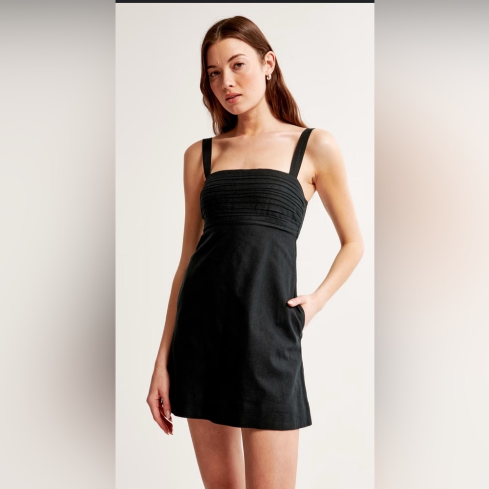 Abercrombie Linen Blend Mini Skort Dress Black